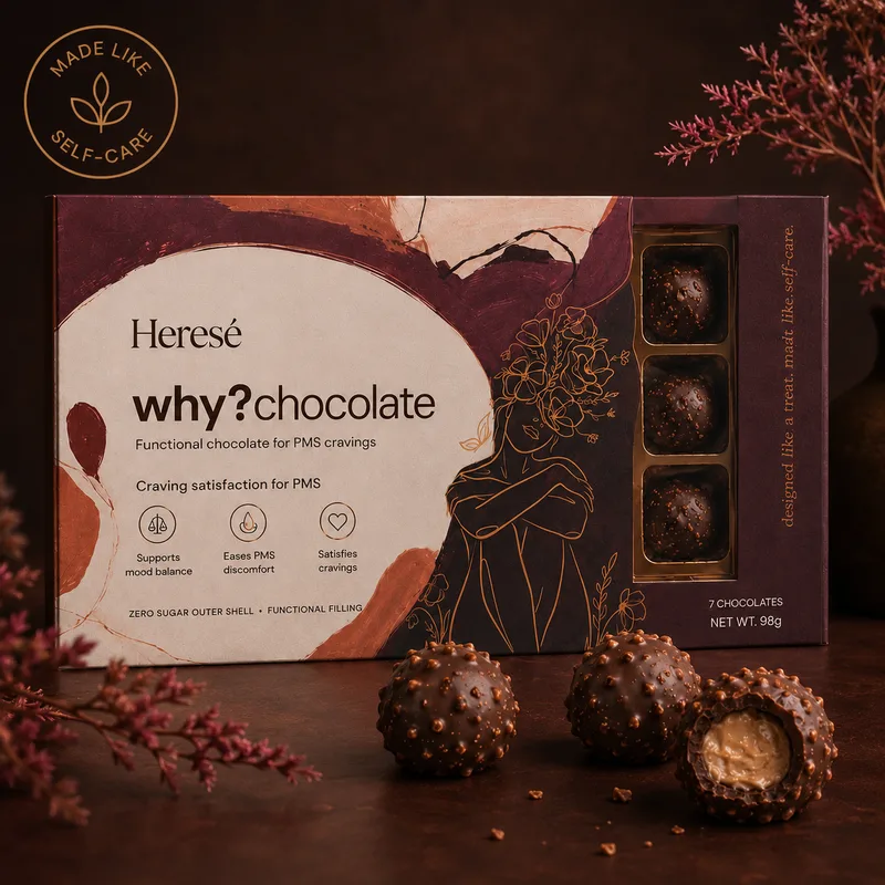 Heresé why? chocolate box with cocoa bites and creamy filling